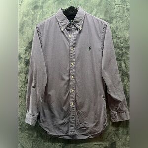 Polo Ralph Lauren Slim Mens M 15 Purple White Gingham Oxford Shirt w Pony